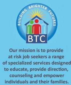 Building brighter, features logo, and mission statement
